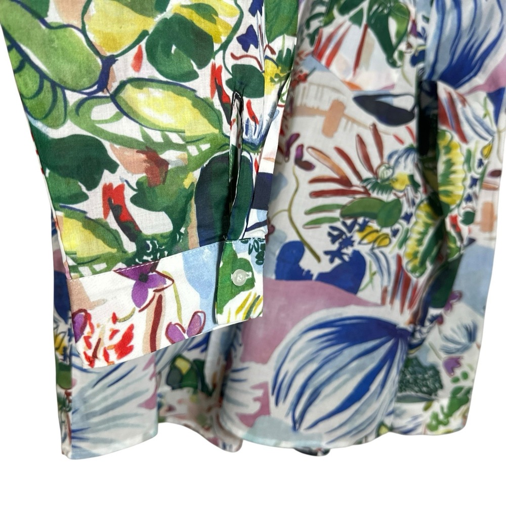 Soft Surroundings Womens XL Button‎ Up Shirt Watercolor Abstract Floral Cotton - Picture 13 of 14